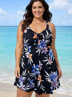 Swim Solutions Floral One-Piece Swim Dress - Size 20W - NWT $119